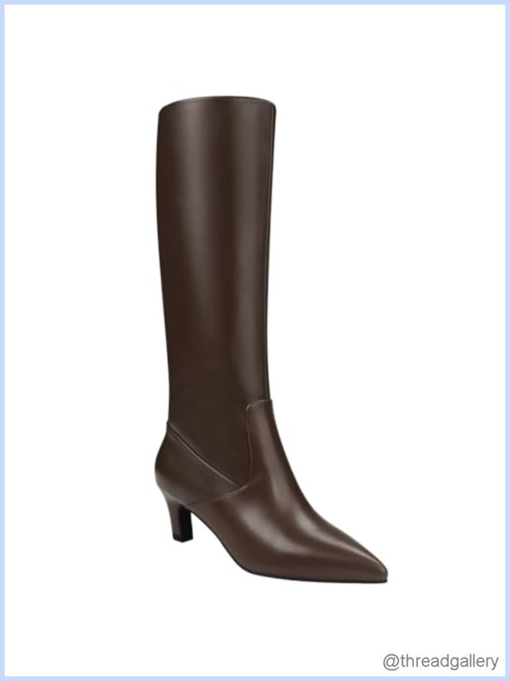 Women's Faux Leather Kitten Heel Knee High Pointed Toe Boots